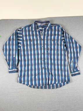 Patagonia Blue and White Western Stripe Button-Down Shirt